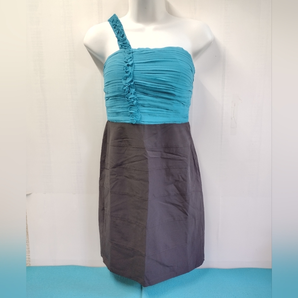 NWT Minuet Pencil One Shoulder Halter Stretch Lining Dress M